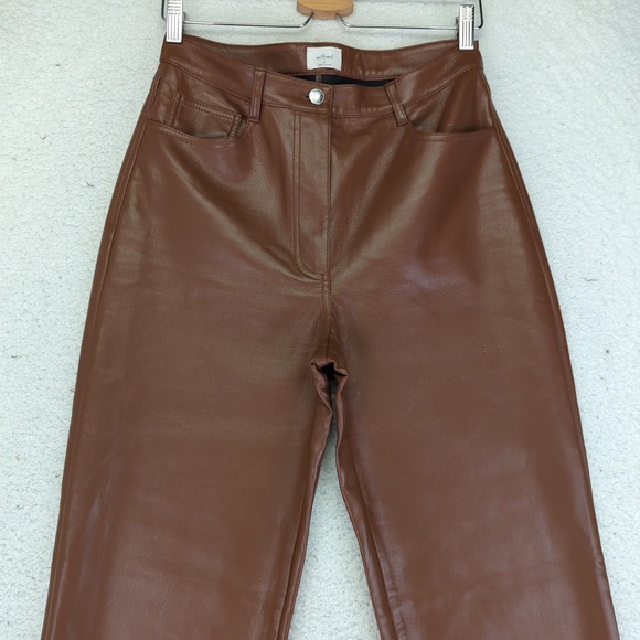 Wilfred Melina‎ High Rise Pants Vegan Faux Leather Straight Leg Women's Size 8 - Picture 3 of 11